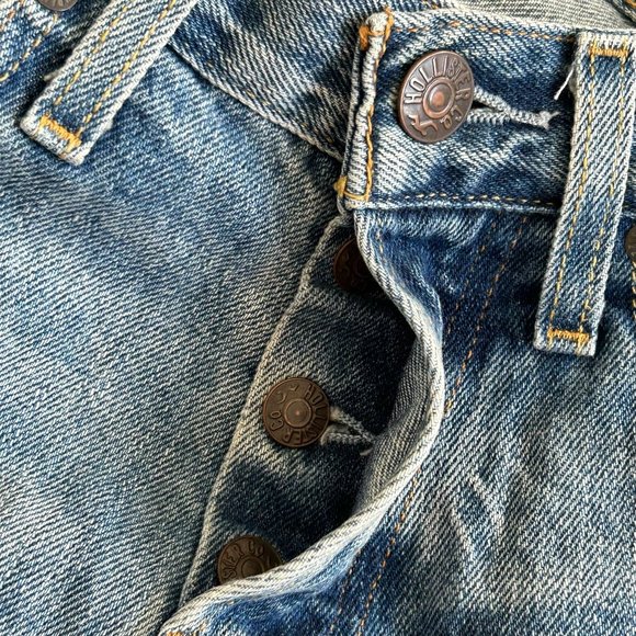 - Hollister Customized Flame Hem Cropped Jeans Buttonfly Sz 28 - 1F1752 - Picture 6 of 9